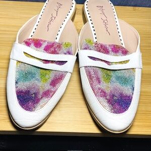Betsey Johnson 'Markerr' Rhinestone Loafers Bling Slides Slip On Backless Mule 9